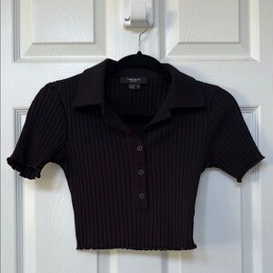 Ribbed Button-Up Crop Top